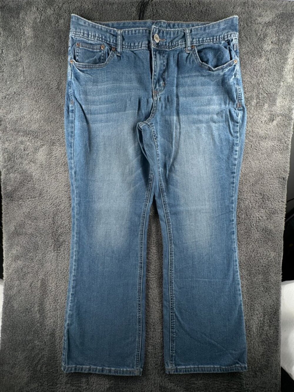 Maurices Denim Blue Jeans Stretch Women 15/16 Reg Adult Pockets Bootcut Ladies